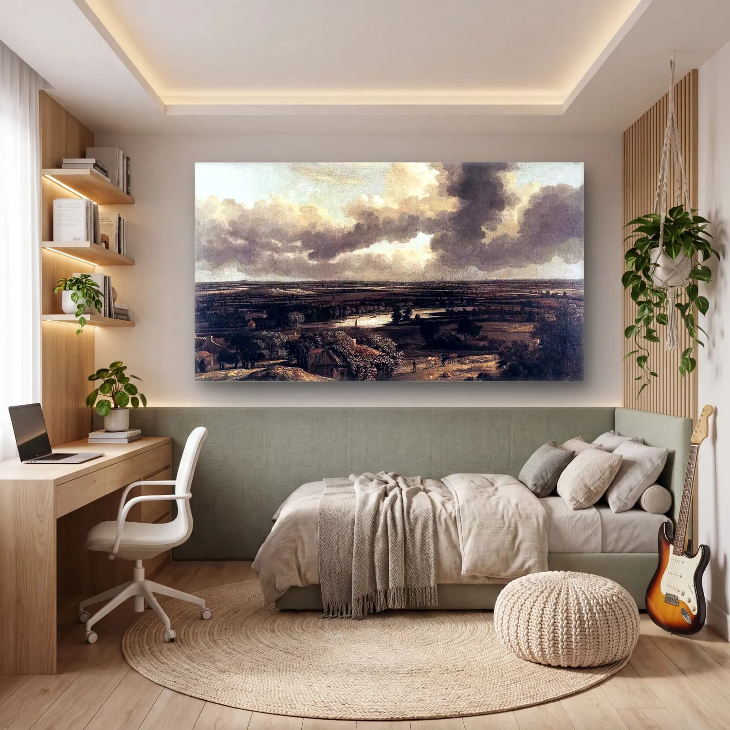 Philips Koninck – Dutch Landscape Viewed from the Dunes cam tablo — genç odasında
