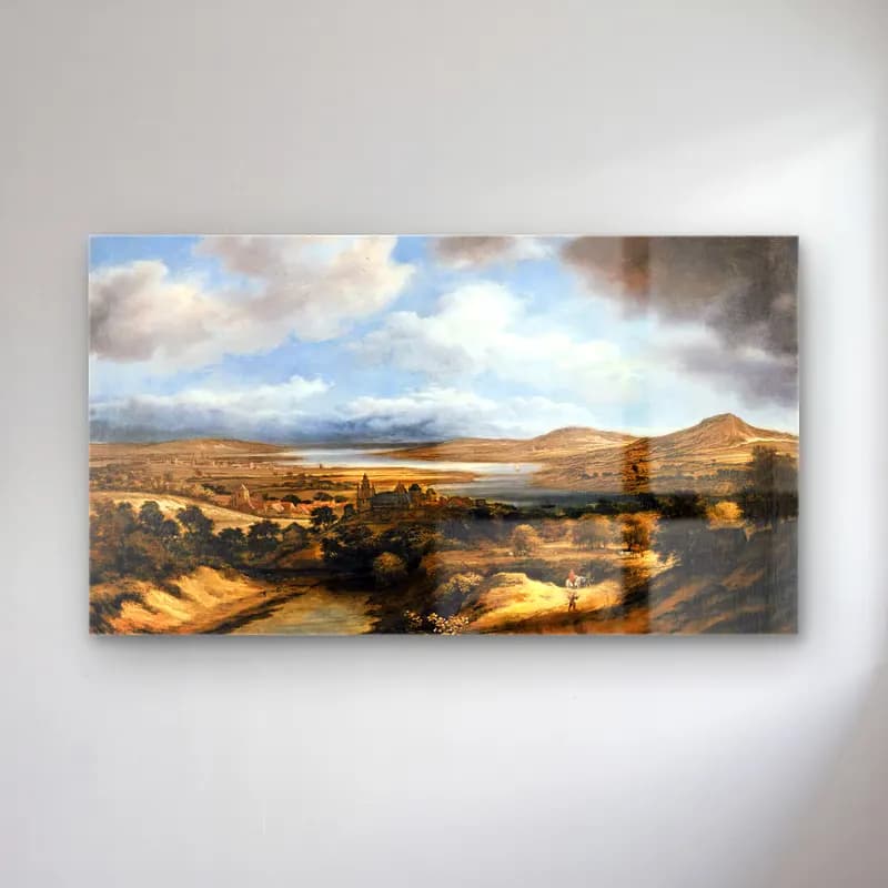 Philips Koninck – Panoramic River Landscape cam tablo — Philips Koninck – Panoramic River Landscape — yağlı boya kırda nehir