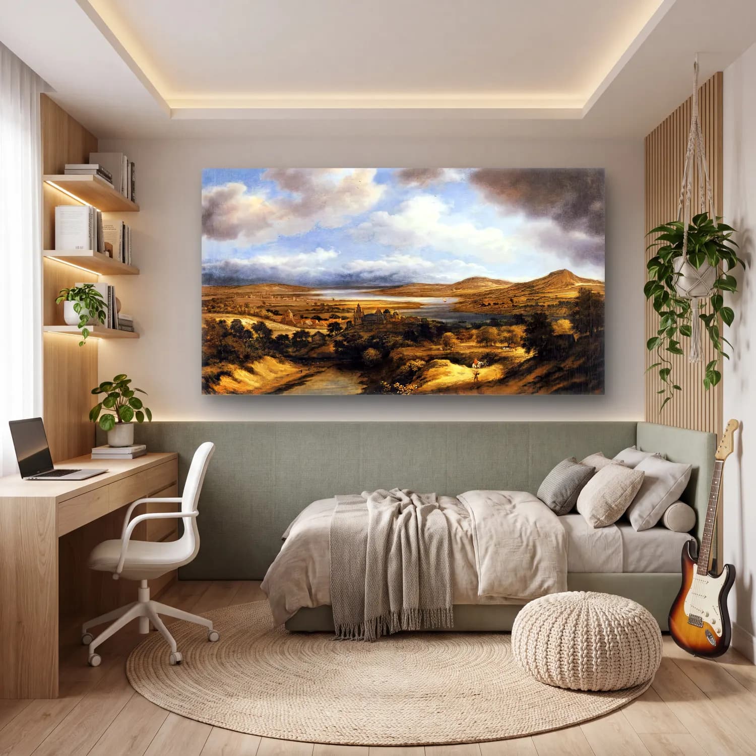 Philips Koninck – Panoramic River Landscape cam tablo — genç odasında