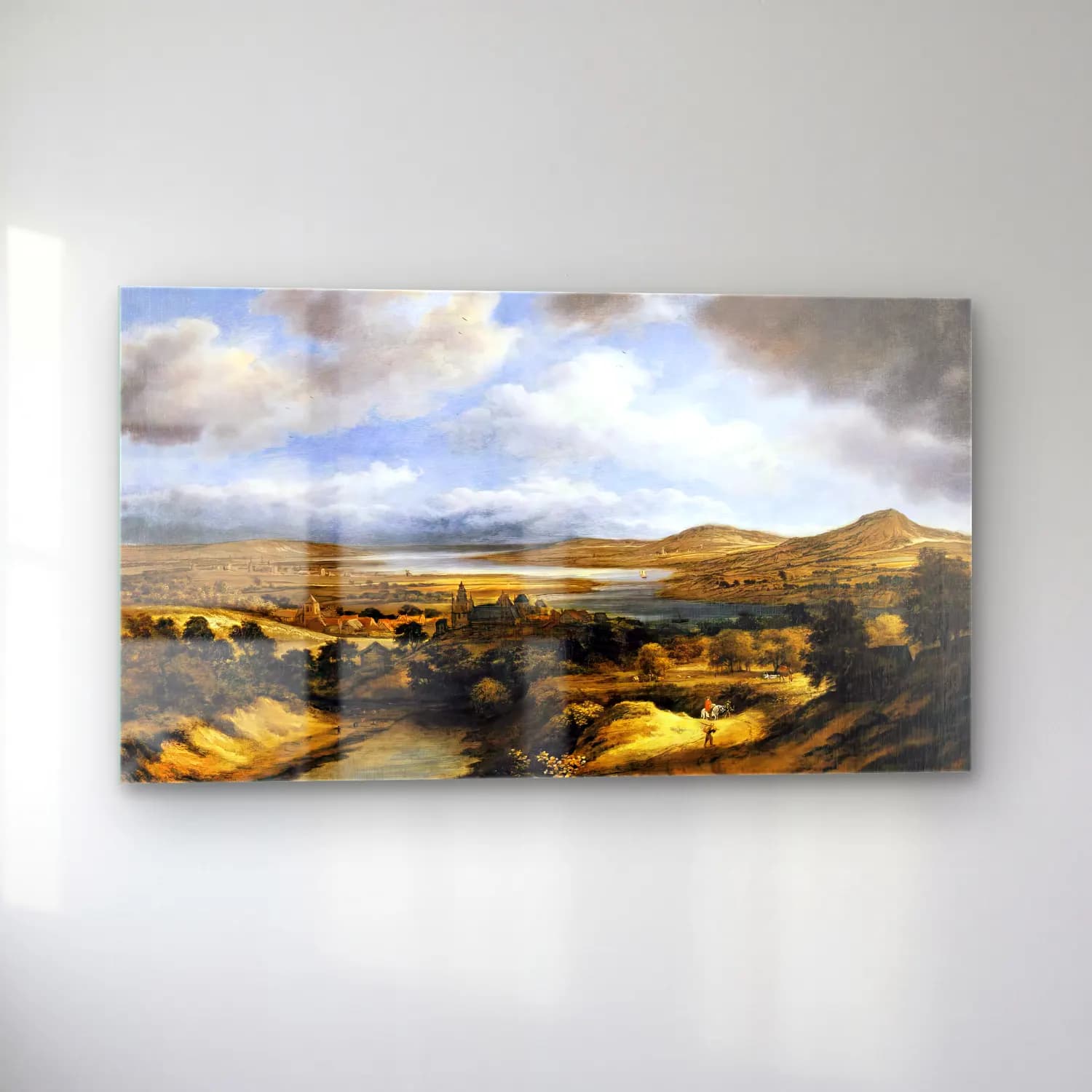 Philips Koninck – Panoramic River Landscape cam tablo — sol açıdan görünüm