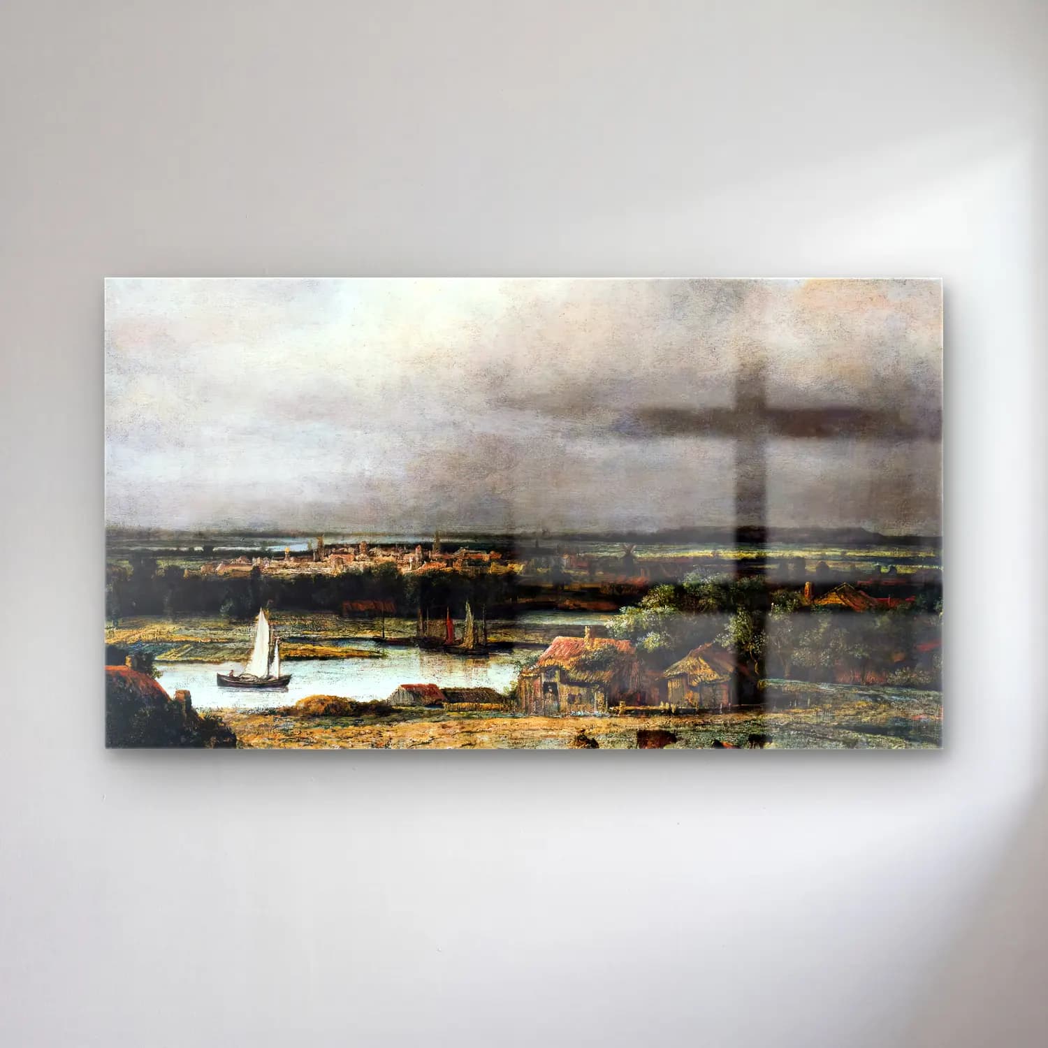 Philips Koninck – Wide River Landscape cam tablo — Philips Koninck – Wide River Landscape — yağlı boya kırda nehir