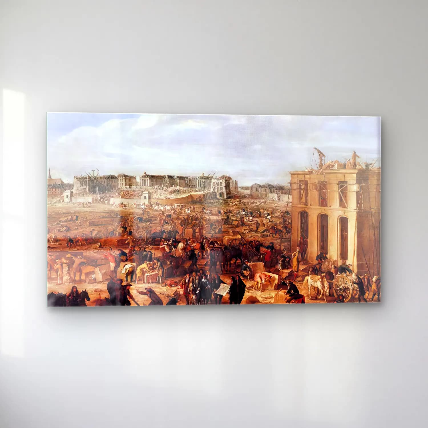 Adam Frans van der Meulen – Construction of the Château de Versailles cam tablo — sol açıdan görünüm