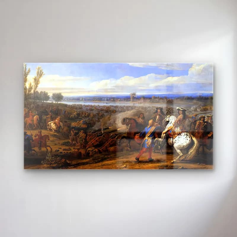 Adam Frans van der Meulen – Crossing the Rhine cam tablo — Adam Frans van der Meulen – Crossing the Rhine — yağlı boya savaş sahnesi