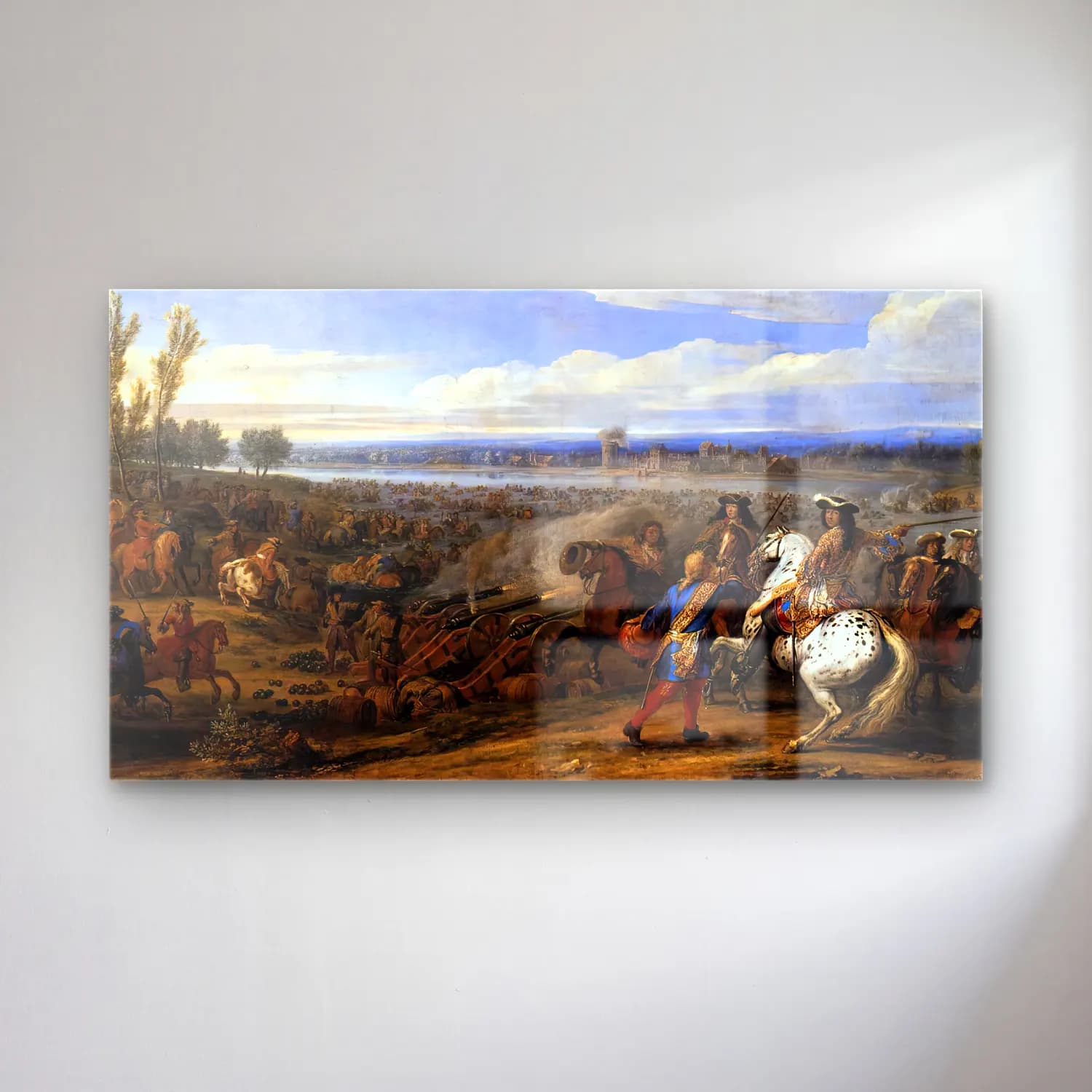 Adam Frans van der Meulen – Crossing the Rhine cam tablo — Adam Frans van der Meulen – Crossing the Rhine — yağlı boya savaş sahnesi