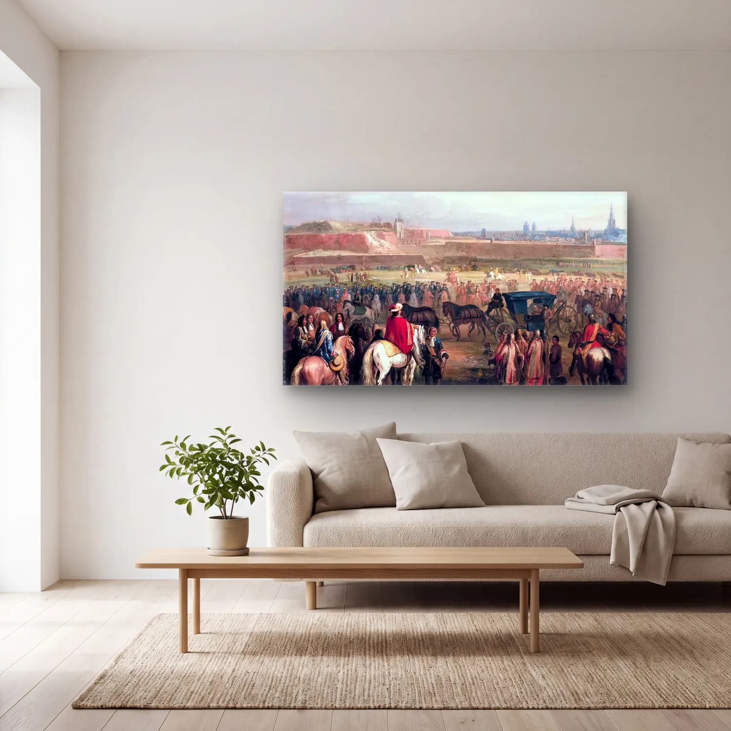 Adam Frans van der Meulen – The Surrender of Cambrai cam tablo — açık renk salonda