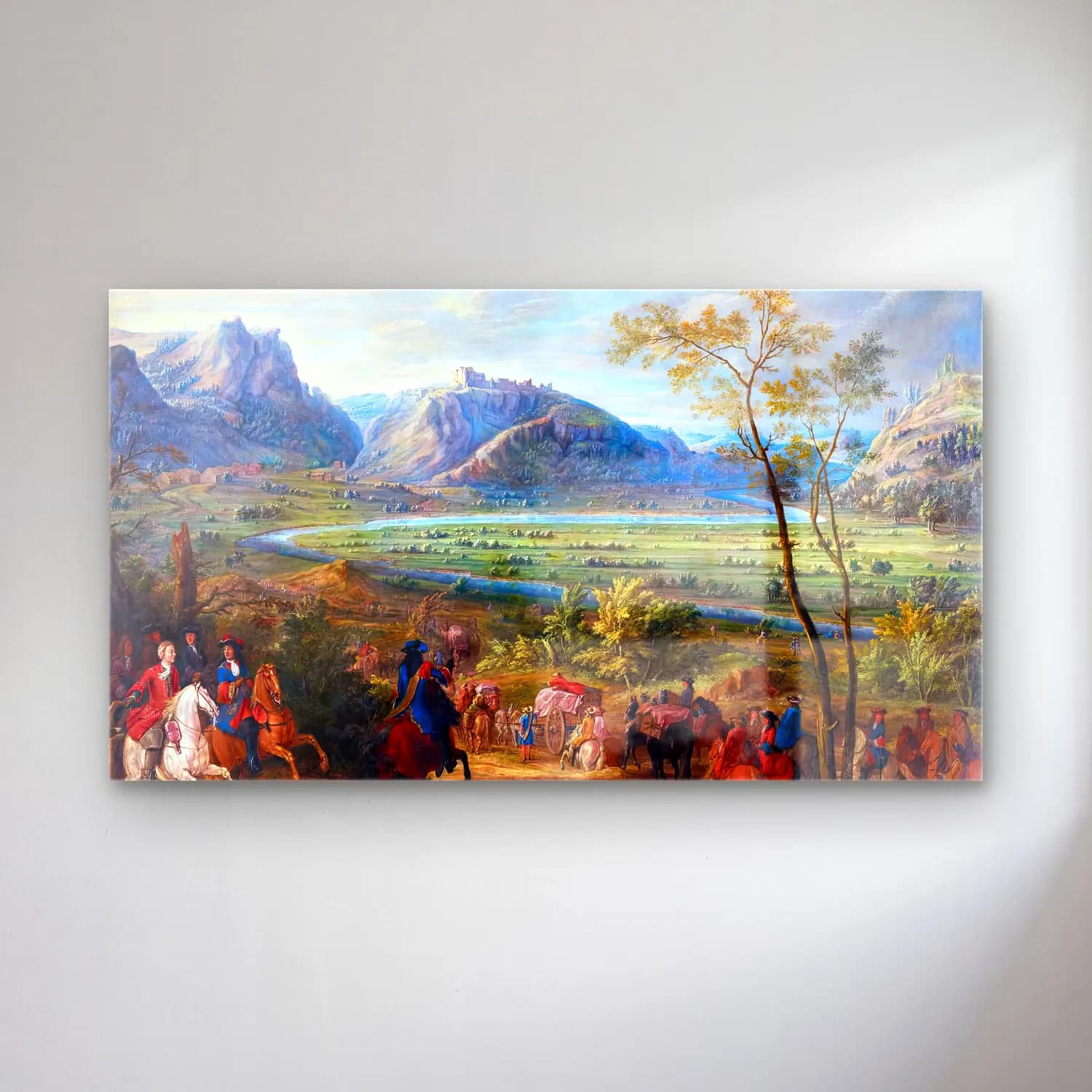 Adam Frans van der Meulen – The Taking of the Château de Joux cam tablo — Adam Frans van der Meulen – The Taking of the Château de Joux — yağlı boya dağ manzarası