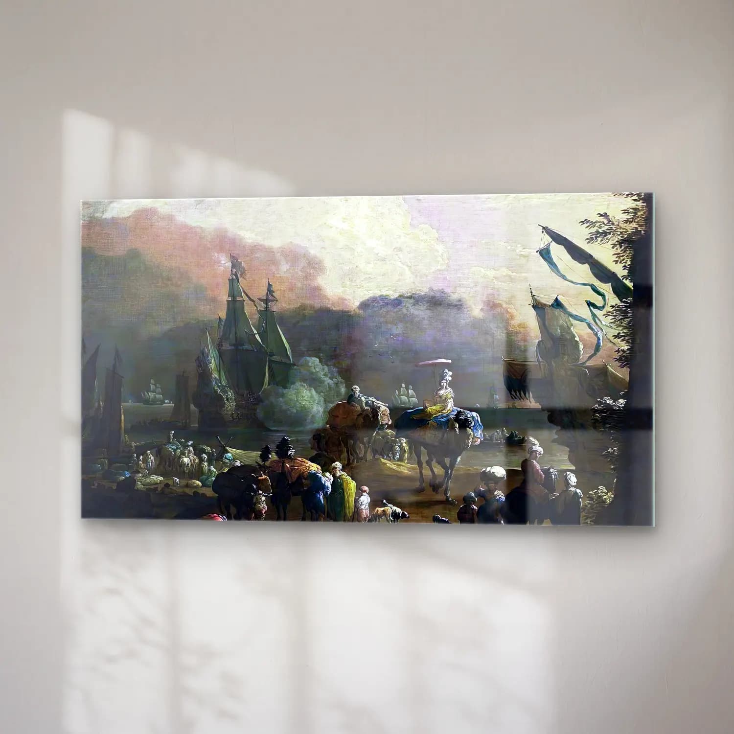 Hendrik van Minderhout – A Mediterranean Harbour Scene cam tablo — sağ açıdan görünüm