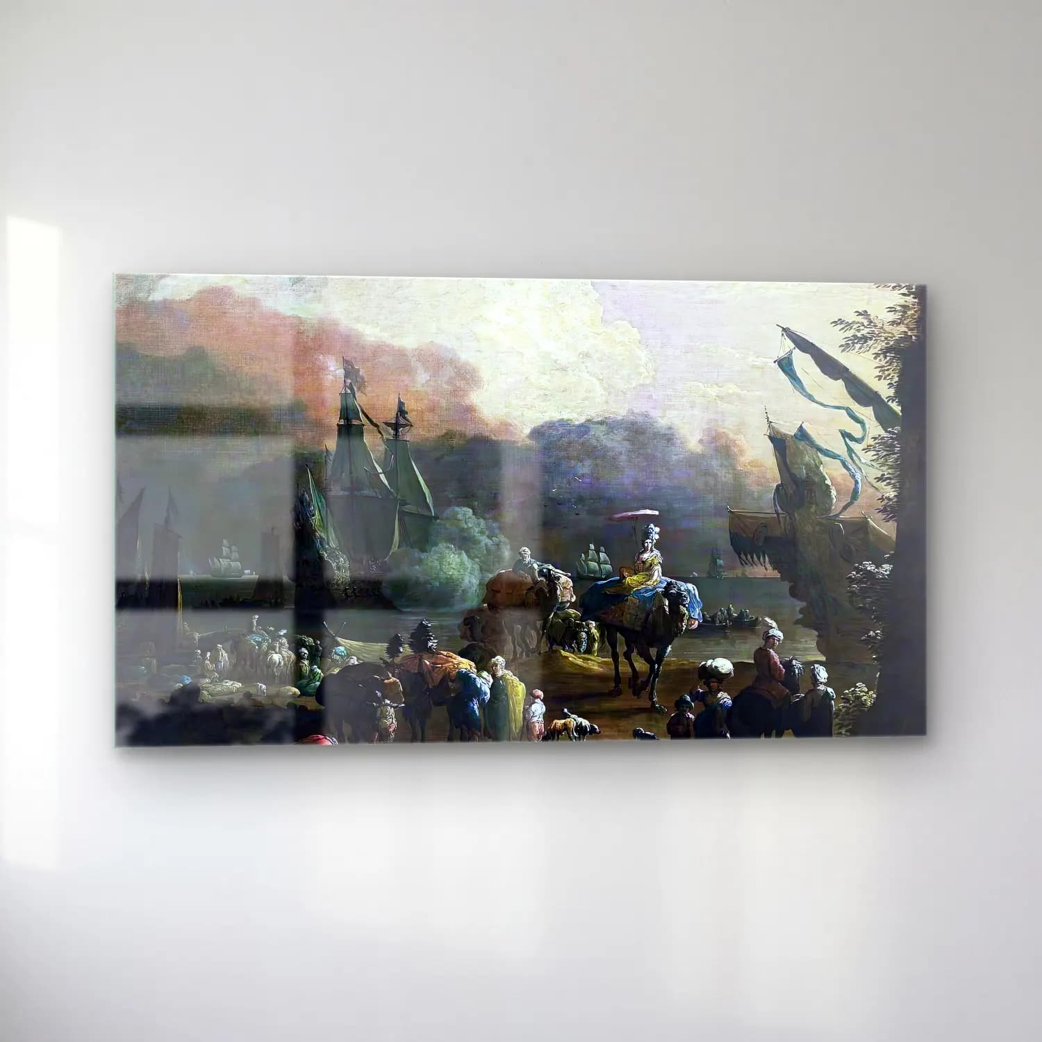 Hendrik van Minderhout – A Mediterranean Harbour Scene cam tablo — sol açıdan görünüm
