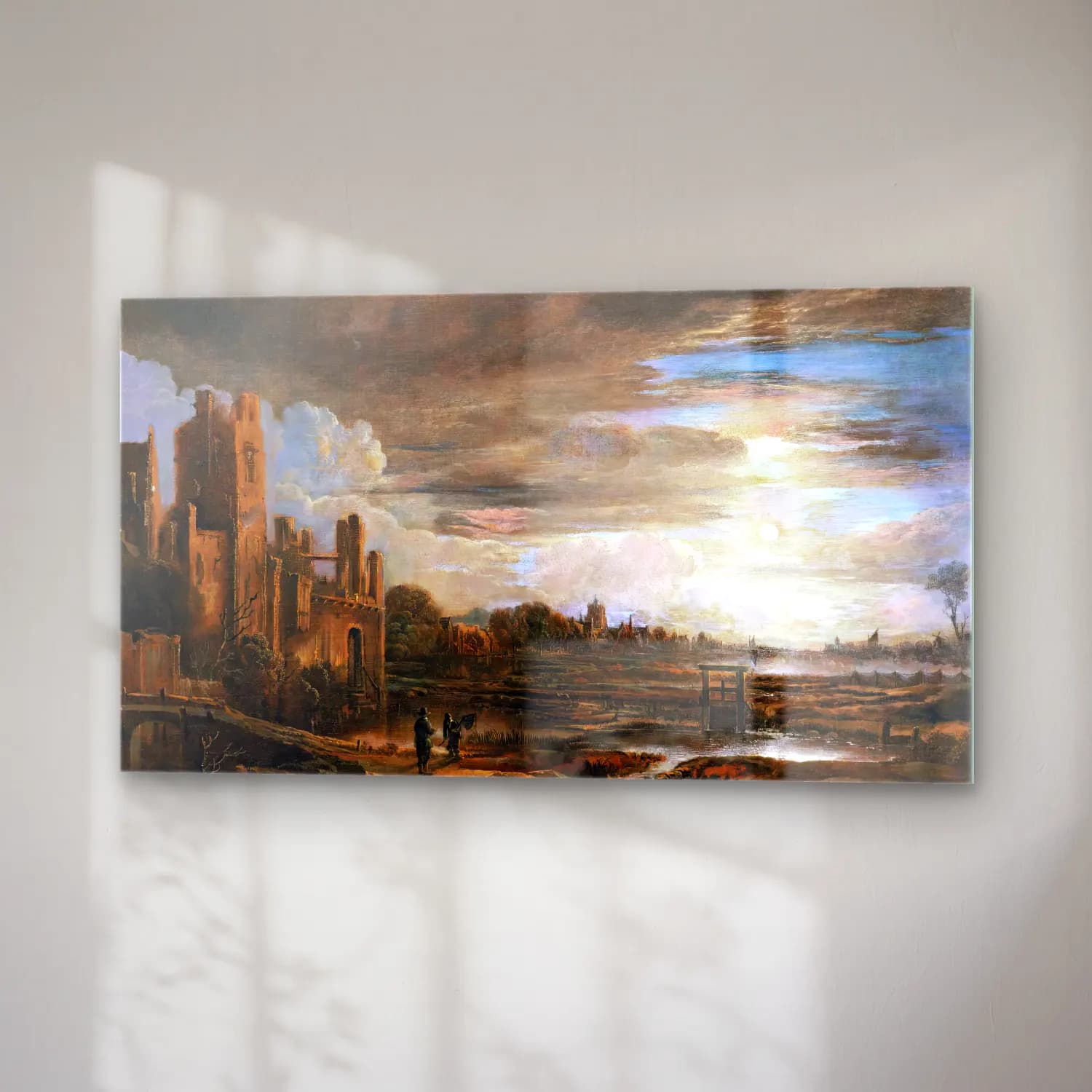 Aert van der Neer – A Moonlit Landscape with Ruins cam tablo — sağ açıdan görünüm