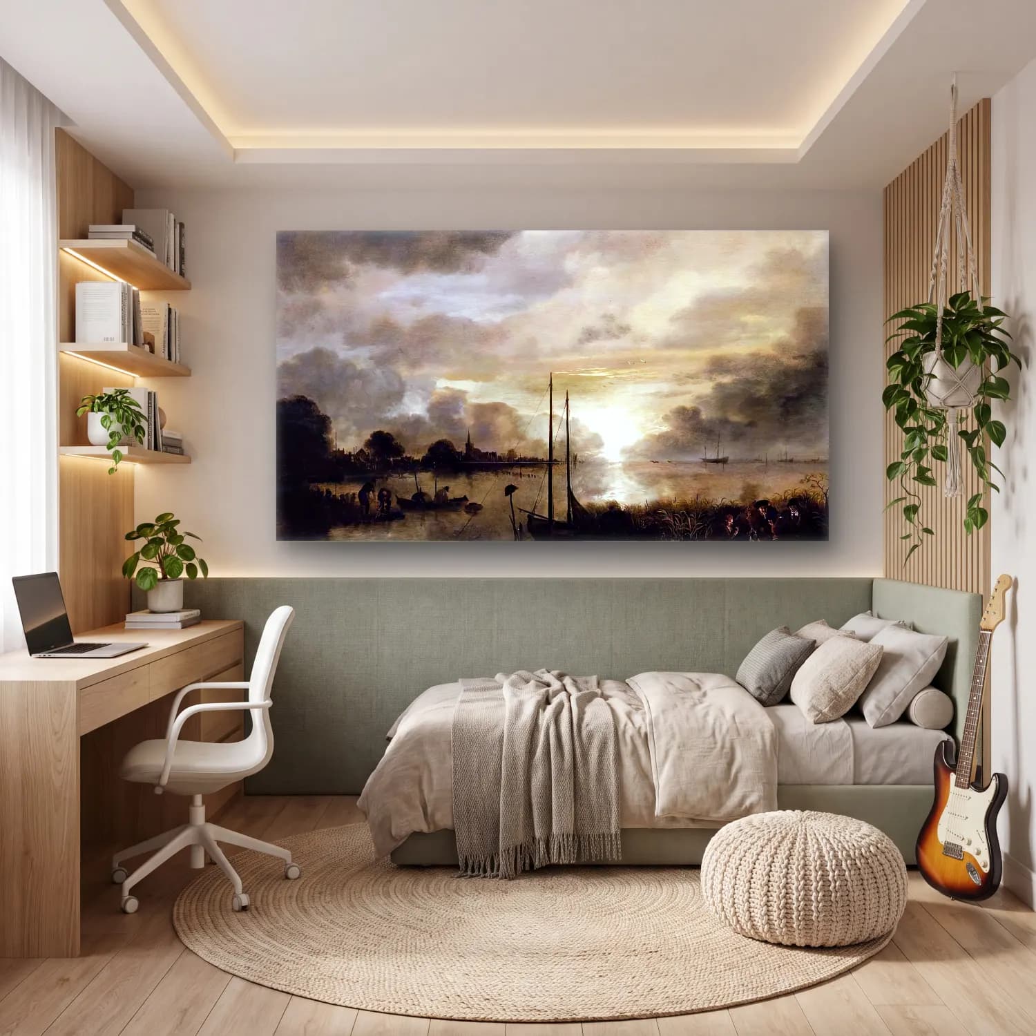 Aert van der Neer – Estuary Landscape cam tablo — genç odasında