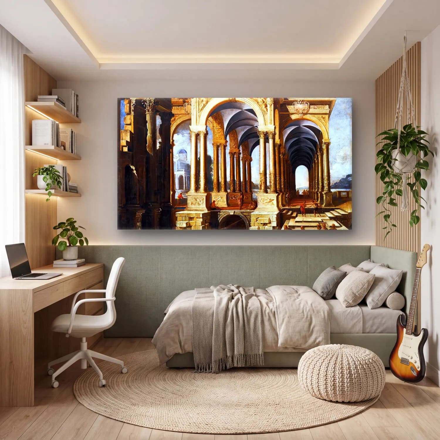 François de Nomé – Architectural Capriccio with Christ and Disciples cam tablo — genç odasında