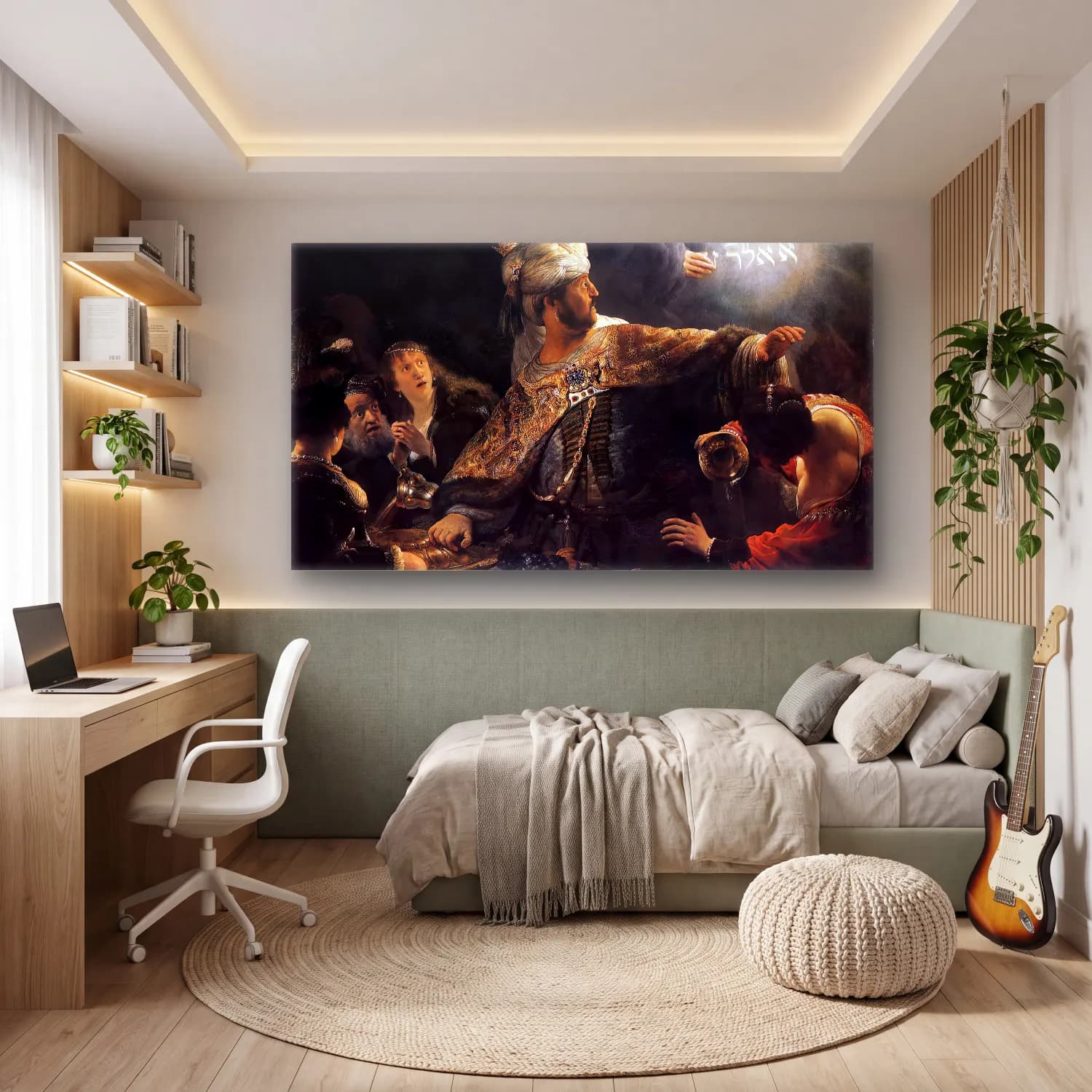 Rembrandt Harmenszoon van Rijn – Belshazzar s Feast cam tablo — genç odasında