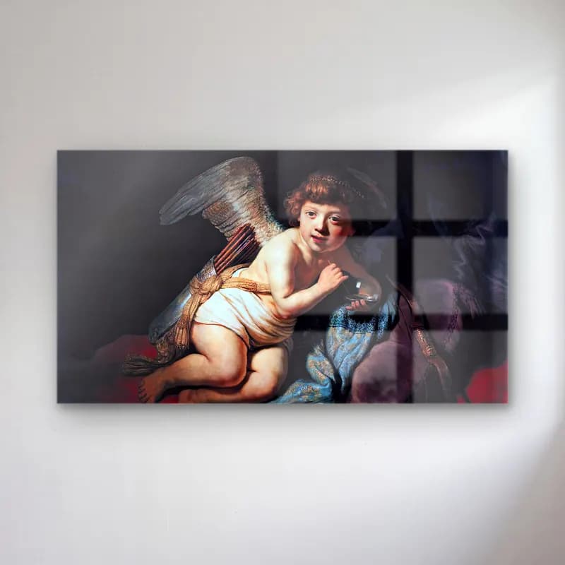 Rembrandt Harmenszoon van Rijn – Cupid with the Soap Bubble cam tablo — Rembrandt Harmenszoon van Rijn – Cupid with the Soap Bubble — yağlı boya melek