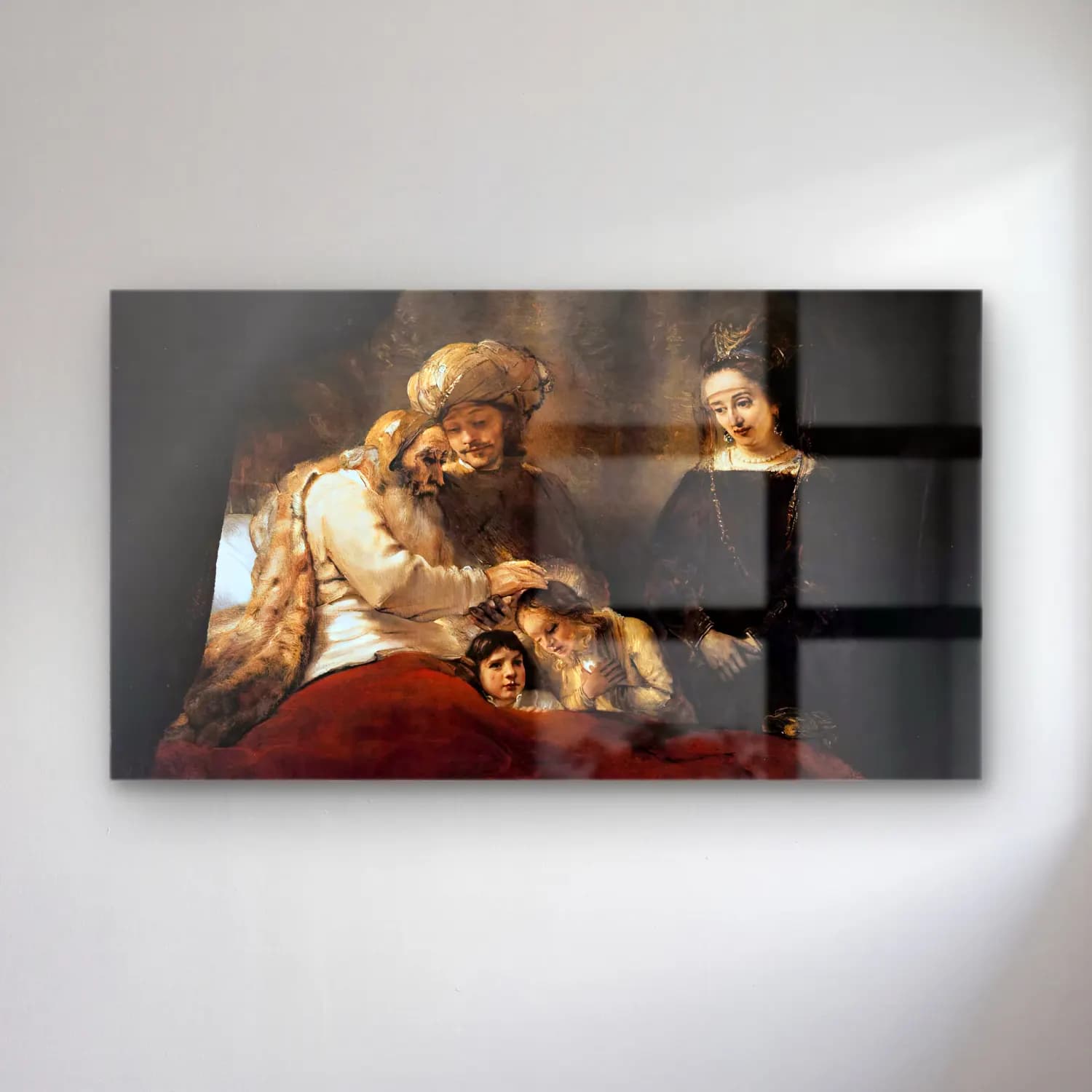 Rembrandt Harmenszoon van Rijn – Jacob Blessing the Children of Joseph cam tablo — Rembrandt Harmenszoon van Rijn – Jacob Blessing the Children of Joseph — vintage dini sahne