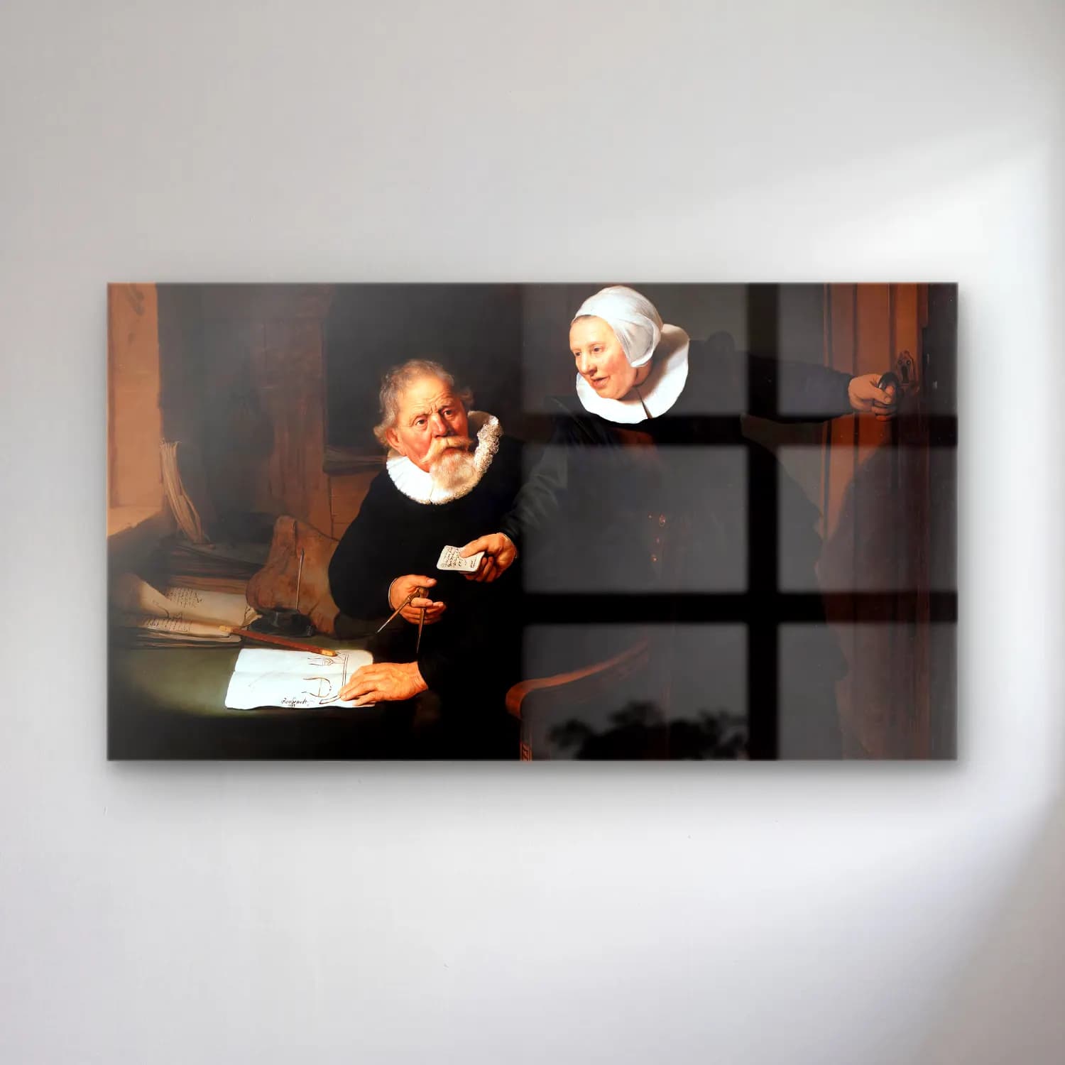 Rembrandt Harmenszoon van Rijn – Jan Rijcksen and His Wife, Griet Jans cam tablo — Rembrandt Harmenszoon van Rijn – Jan Rijcksen and His Wife, Griet Jans — yağlı boya erkek portresi