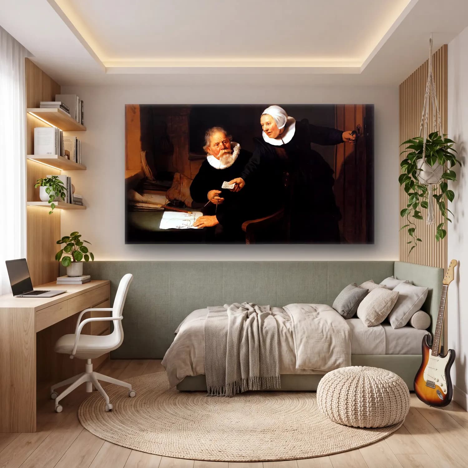 Rembrandt Harmenszoon van Rijn – Jan Rijcksen and His Wife, Griet Jans cam tablo — genç odasında