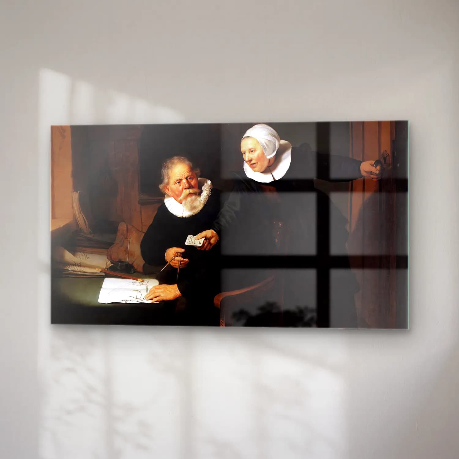 Rembrandt Harmenszoon van Rijn – Jan Rijcksen and His Wife, Griet Jans cam tablo — sağ açıdan görünüm