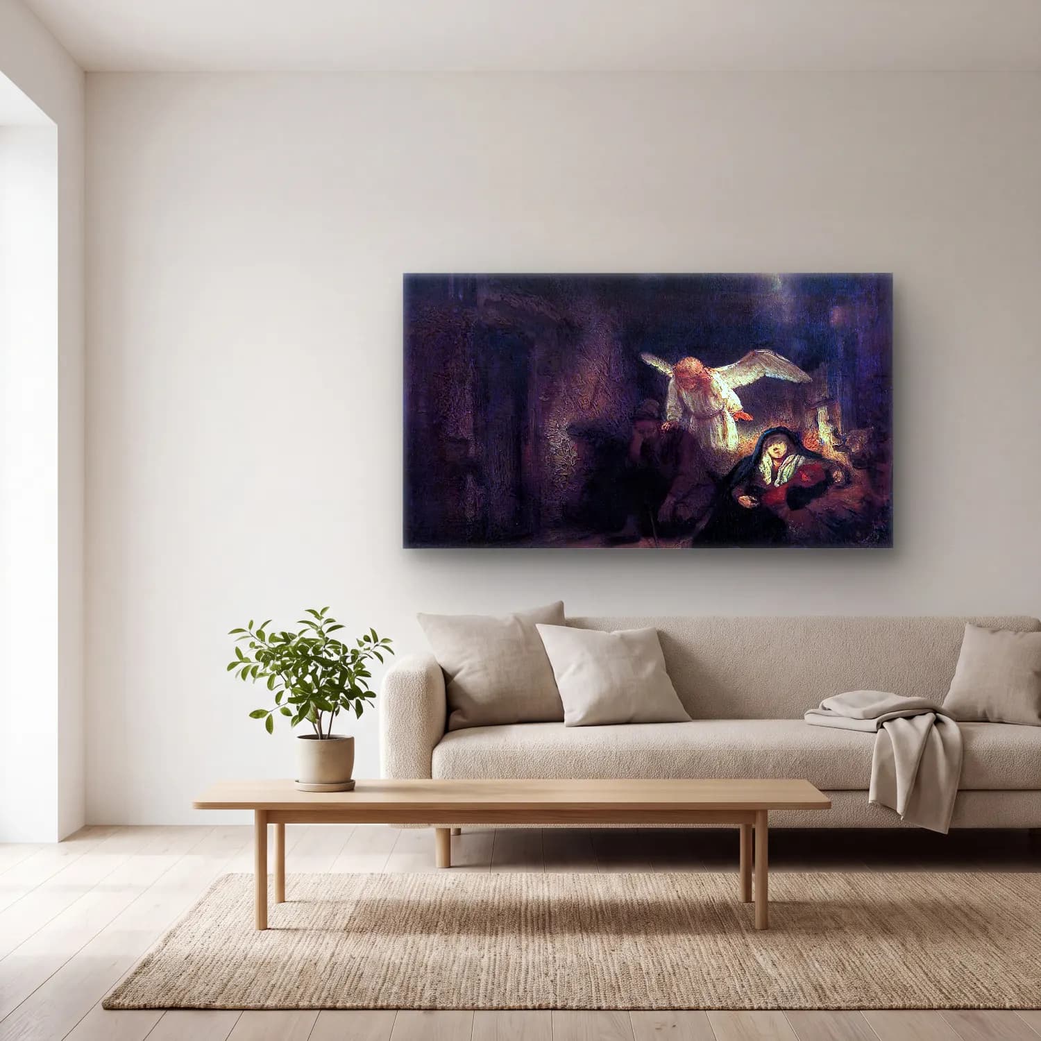 Rembrandt Harmenszoon van Rijn – Joseph s Dream cam tablo — açık renk salonda