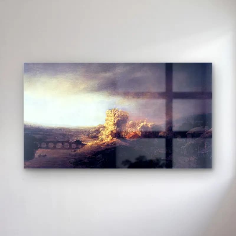Rembrandt Harmenszoon van Rijn – Landscape with a Seven-Arched Bridge cam tablo — Rembrandt Harmenszoon van Rijn – Landscape with a Seven-Arched Bridge — yağlı boya kırda nehir