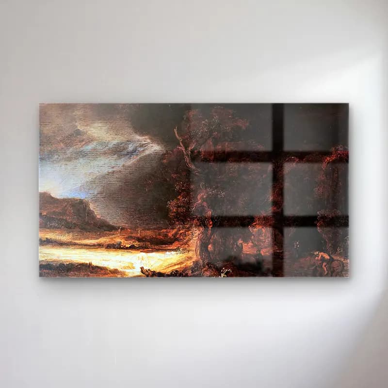 Rembrandt Harmenszoon van Rijn – Landscape with the Good Samaritan cam tablo — Rembrandt Harmenszoon van Rijn – Landscape with the Good Samaritan — yağlı boya mitolojik sahne