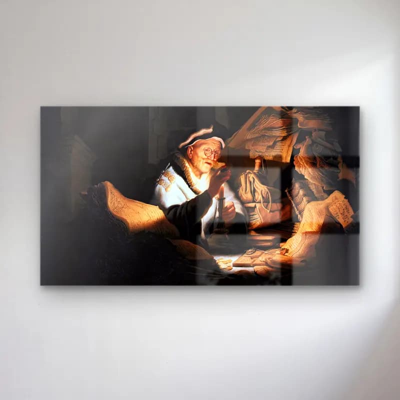 Rembrandt Harmenszoon van Rijn – Parable of the Rich Man cam tablo — Rembrandt Harmenszoon van Rijn – Parable of the Rich Man — vintage erkek portresi