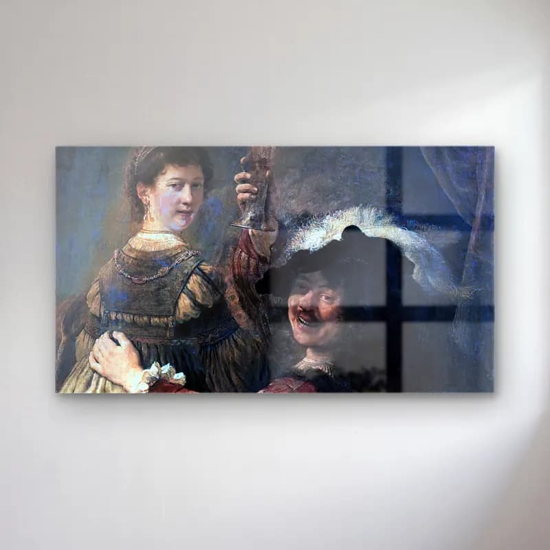Rembrandt Harmenszoon van Rijn – Rembrandt and Saskia in the Scene of the Prodigal Son in… cam tablo — Rembrandt Harmenszoon van Rijn – Rembrandt and Saskia in the Scene of the Prodigal Son in… — empresyonist erkek portresi