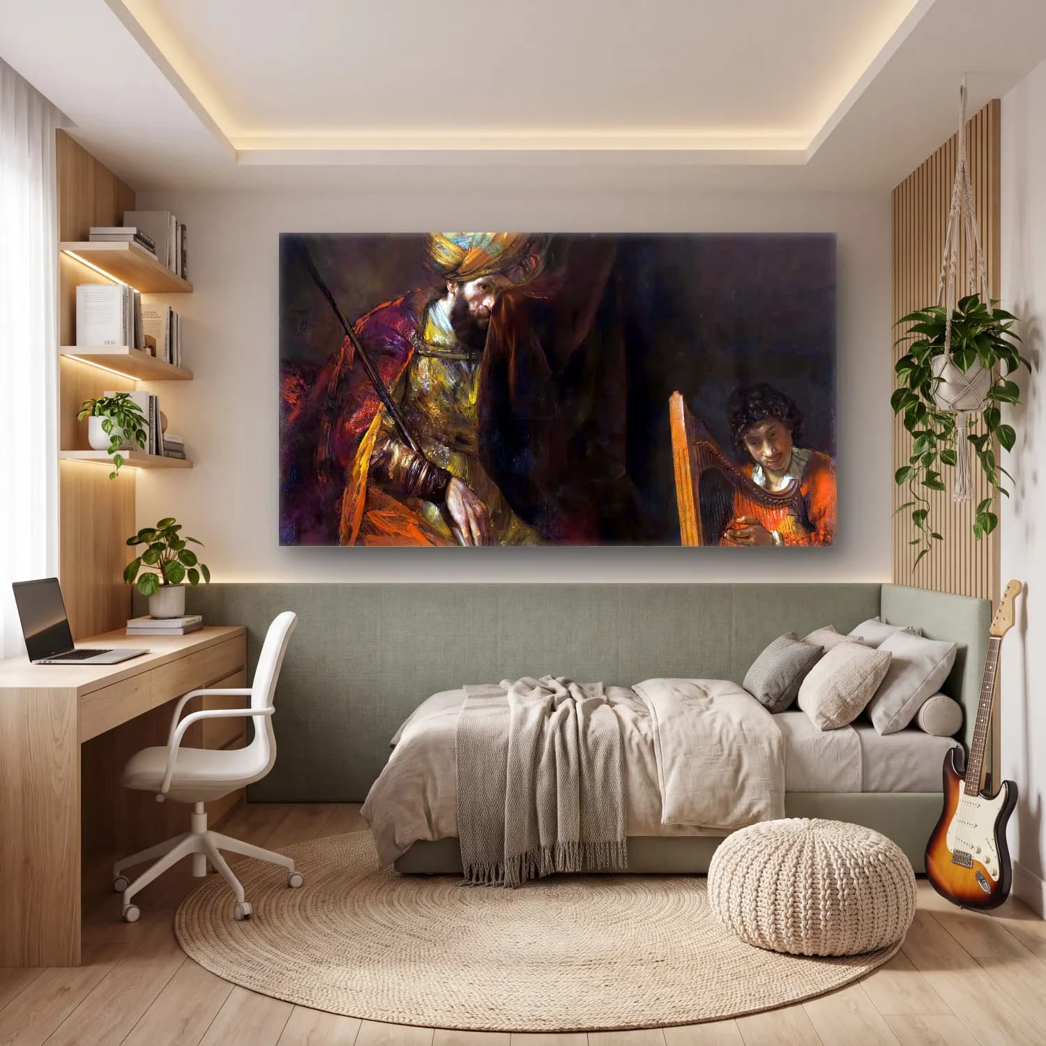 Rembrandt Harmenszoon van Rijn – Saul and David cam tablo — genç odasında