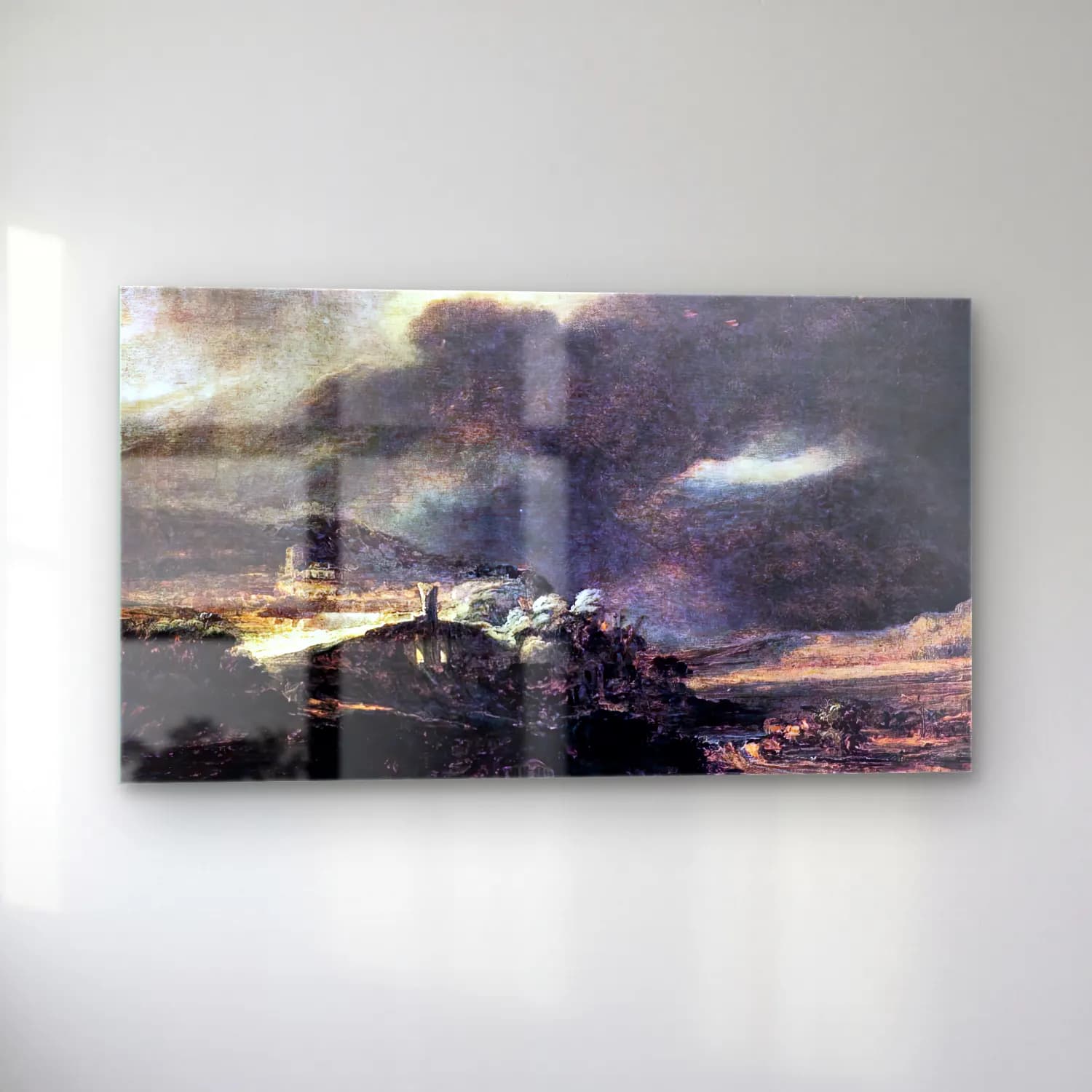 Rembrandt Harmenszoon van Rijn – Stormy Landscape cam tablo — sol açıdan görünüm