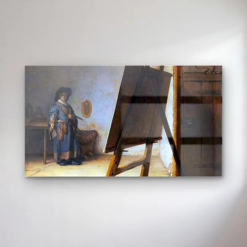 Rembrandt Harmenszoon van Rijn – The Artist in his Studio cam tablo — Rembrandt Harmenszoon van Rijn – The Artist in his Studio — yağlı boya vintage i̇ç mekân