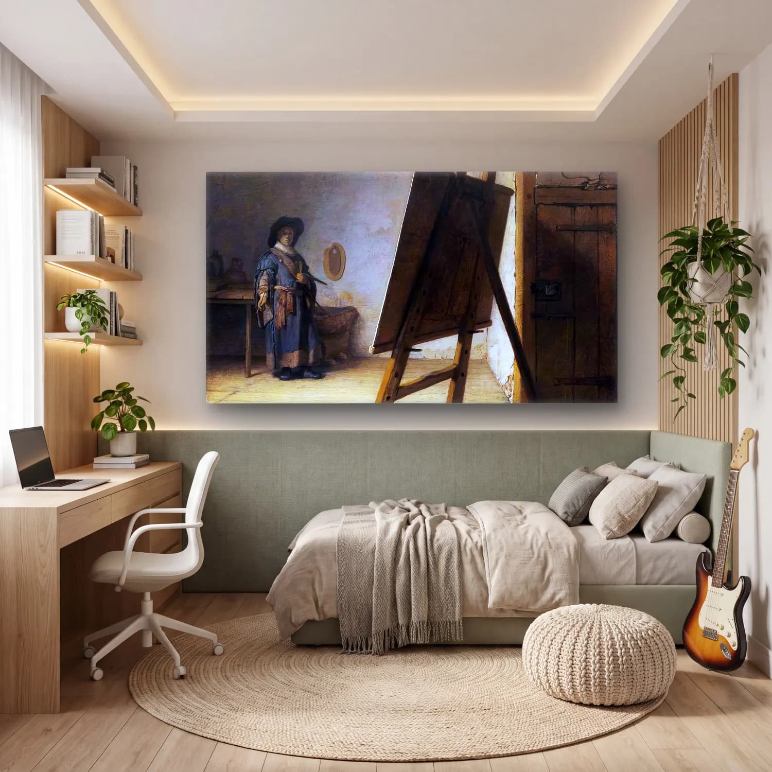 Rembrandt Harmenszoon van Rijn – The Artist in his Studio cam tablo — genç odasında