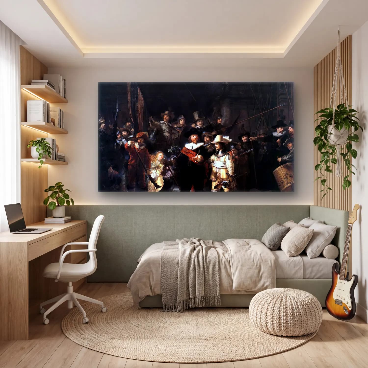 Rembrandt Harmenszoon van Rijn – The Nightwatch cam tablo — genç odasında