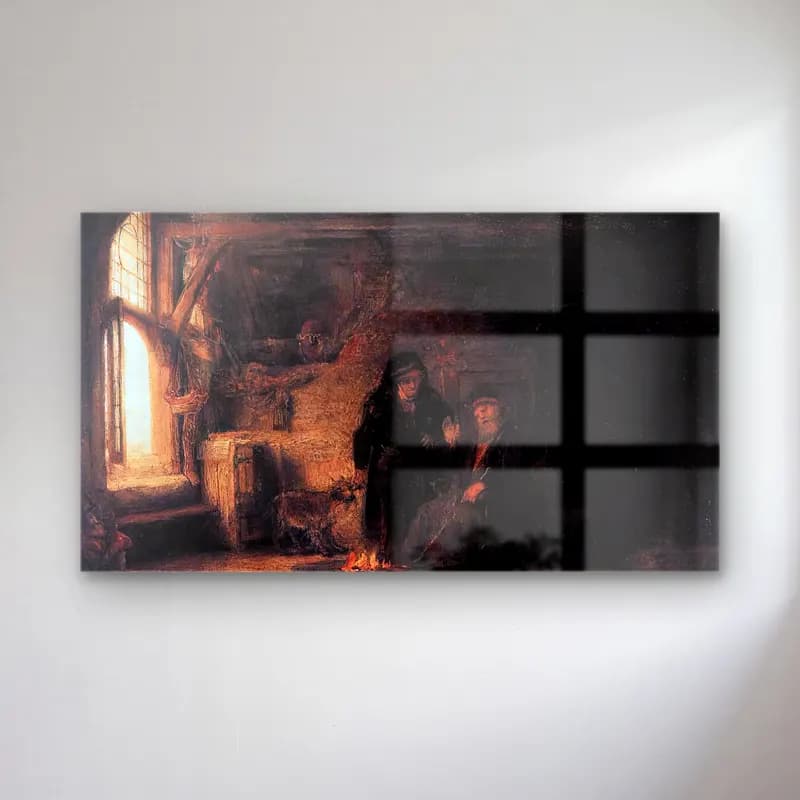 Rembrandt Harmenszoon van Rijn – Tobit s Wife with the Goat cam tablo — Rembrandt Harmenszoon van Rijn – Tobit s Wife with the Goat — empresyonist dini sahne
