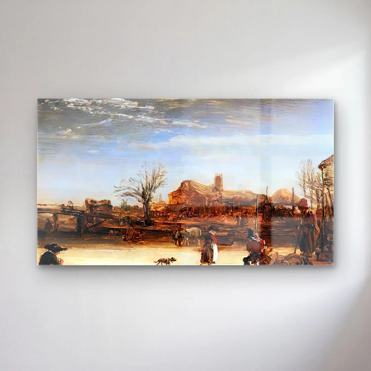 Rembrandt Harmenszoon van Rijn – Winter Landscape cam tablo — Rembrandt Harmenszoon van Rijn – Winter Landscape — yağlı boya karlı kış manzarası