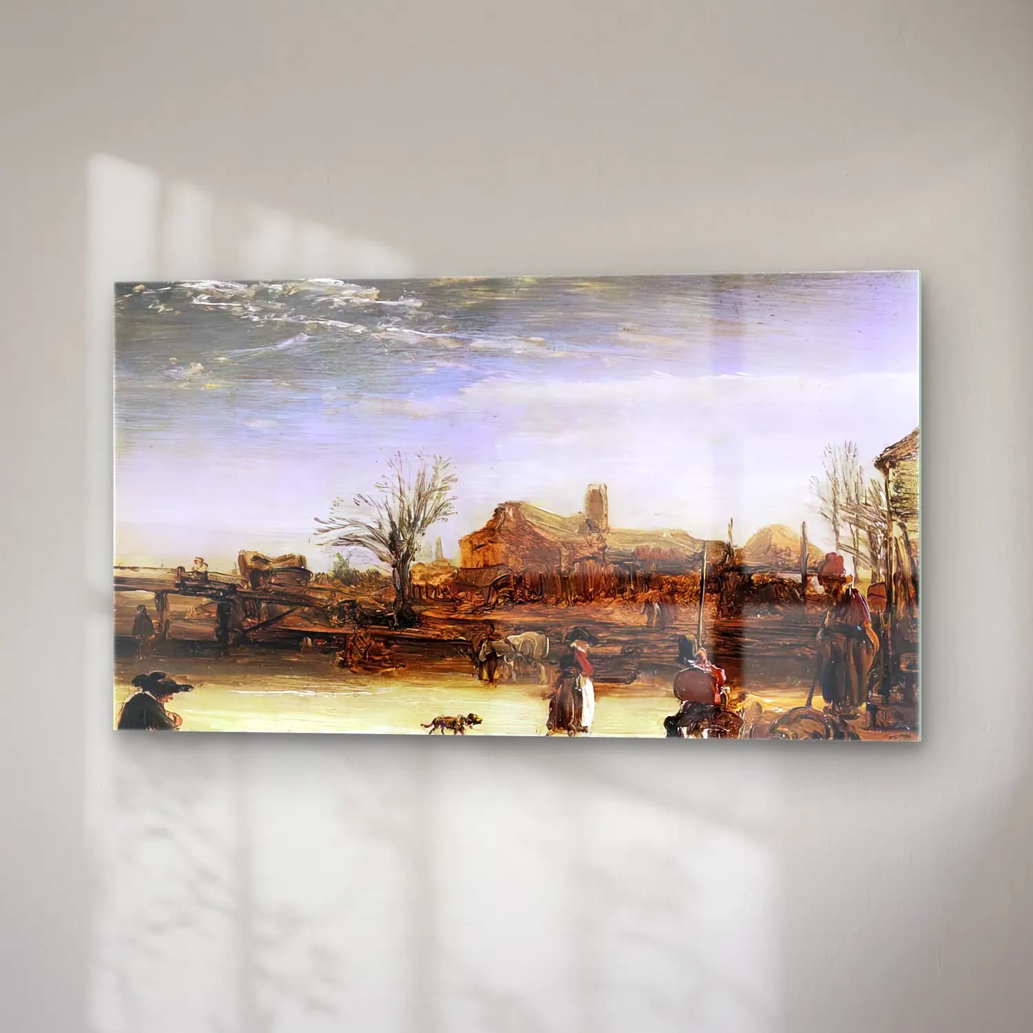 Rembrandt Harmenszoon van Rijn – Winter Landscape cam tablo — sağ açıdan görünüm