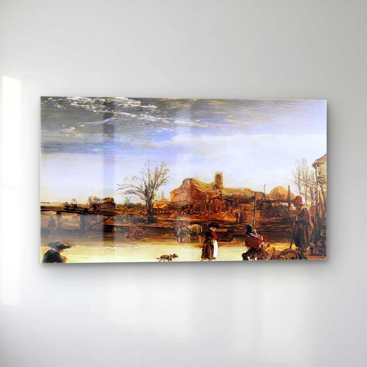 Rembrandt Harmenszoon van Rijn – Winter Landscape cam tablo — sol açıdan görünüm