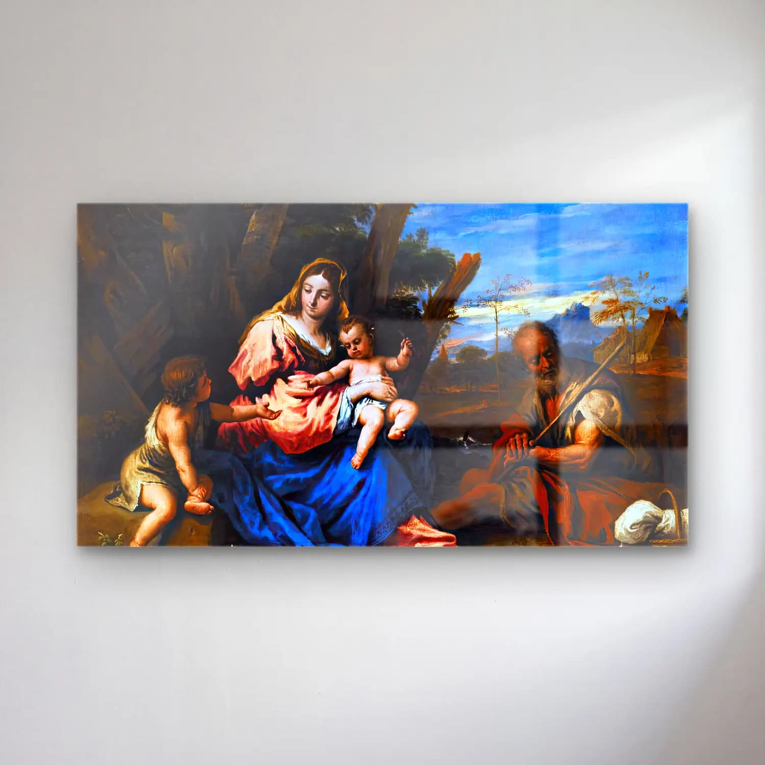Sebastiano Ricci – The Holy Family with the Infant St John the Baptist in a… cam tablo — Sebastiano Ricci – The Holy Family with the Infant St John the Baptist in a… — yağlı boya dini sahne