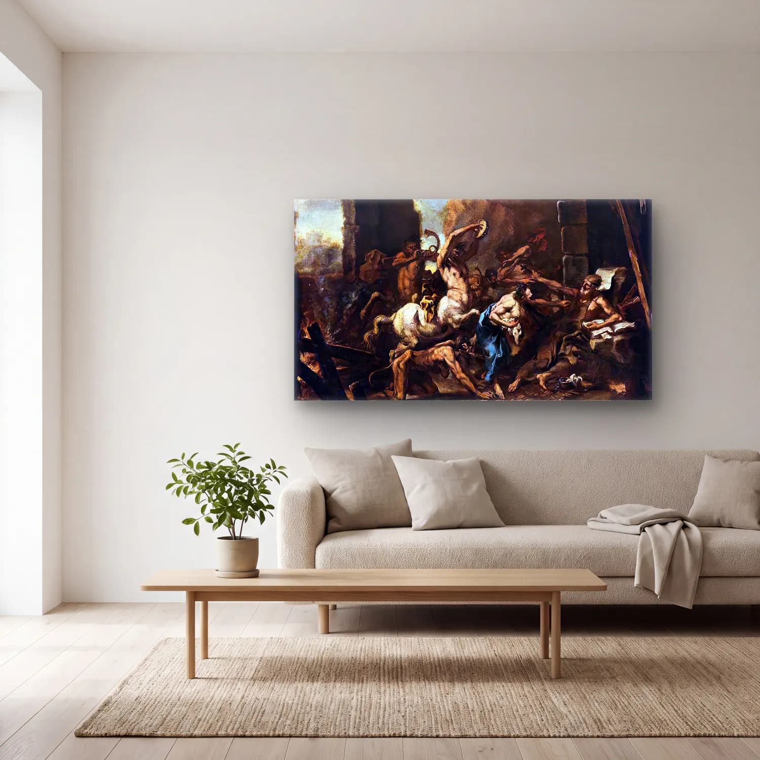 Sebastiano Ricci – The Temptation of St Anthony cam tablo — açık renk salonda