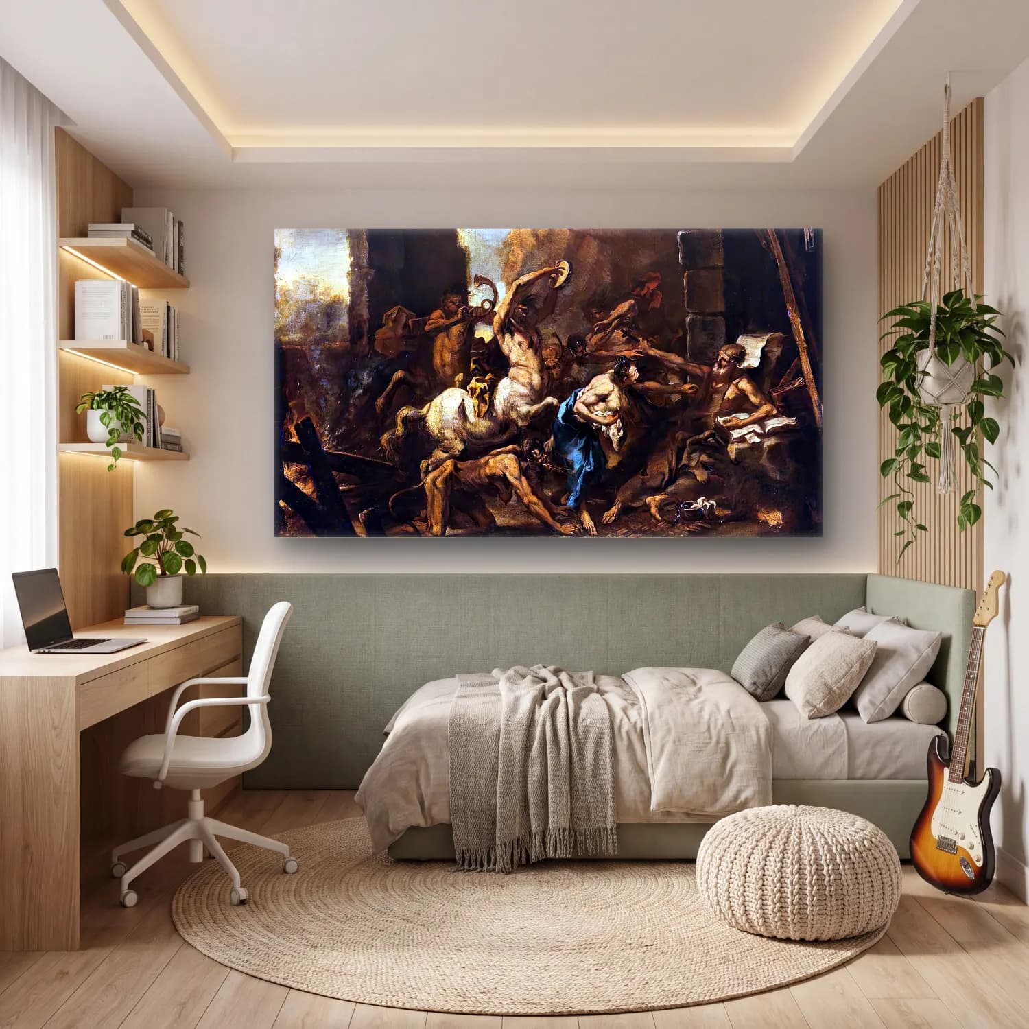 Sebastiano Ricci – The Temptation of St Anthony cam tablo — genç odasında