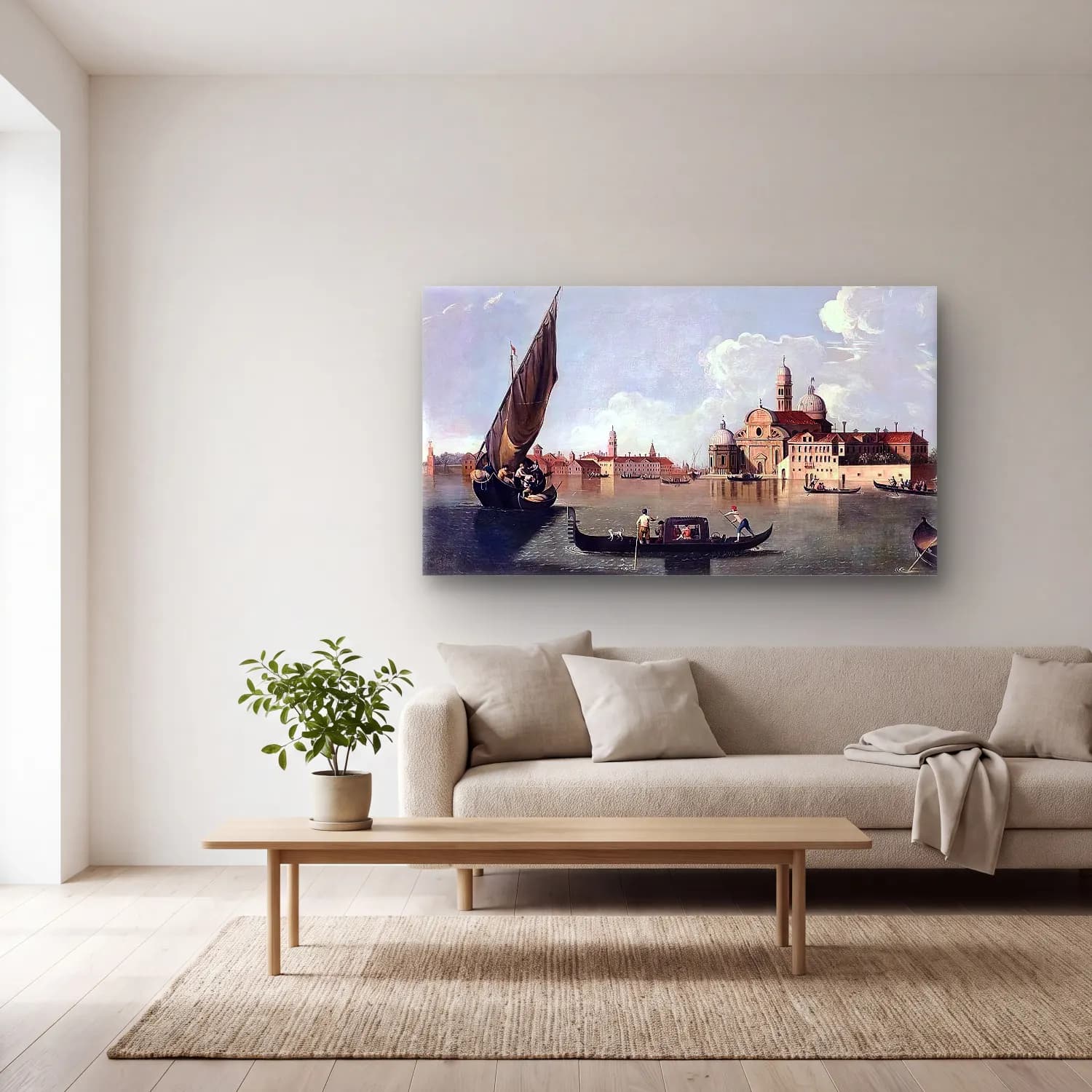 Johan Richter – View of San Michele, Venice cam tablo — açık renk salonda