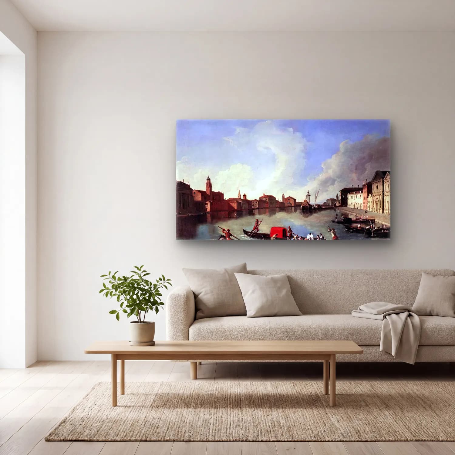 Johan Richter – View of the Giudecca Canal cam tablo — açık renk salonda