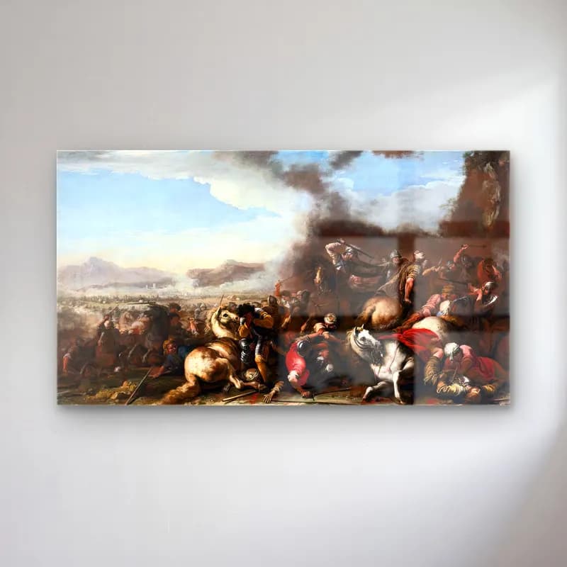 Salvator Rosa – A Battle Scene cam tablo — Salvator Rosa – A Battle Scene — yağlı boya savaş sahnesi