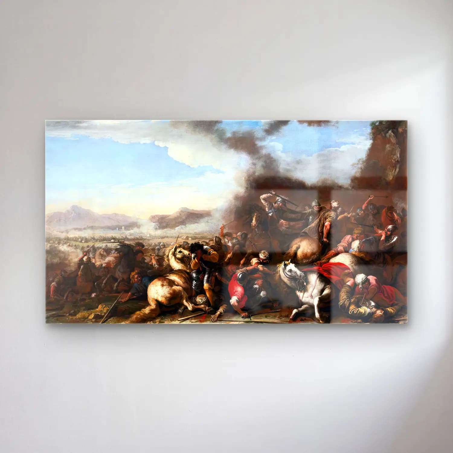 Salvator Rosa – A Battle Scene cam tablo — Salvator Rosa – A Battle Scene — yağlı boya savaş sahnesi