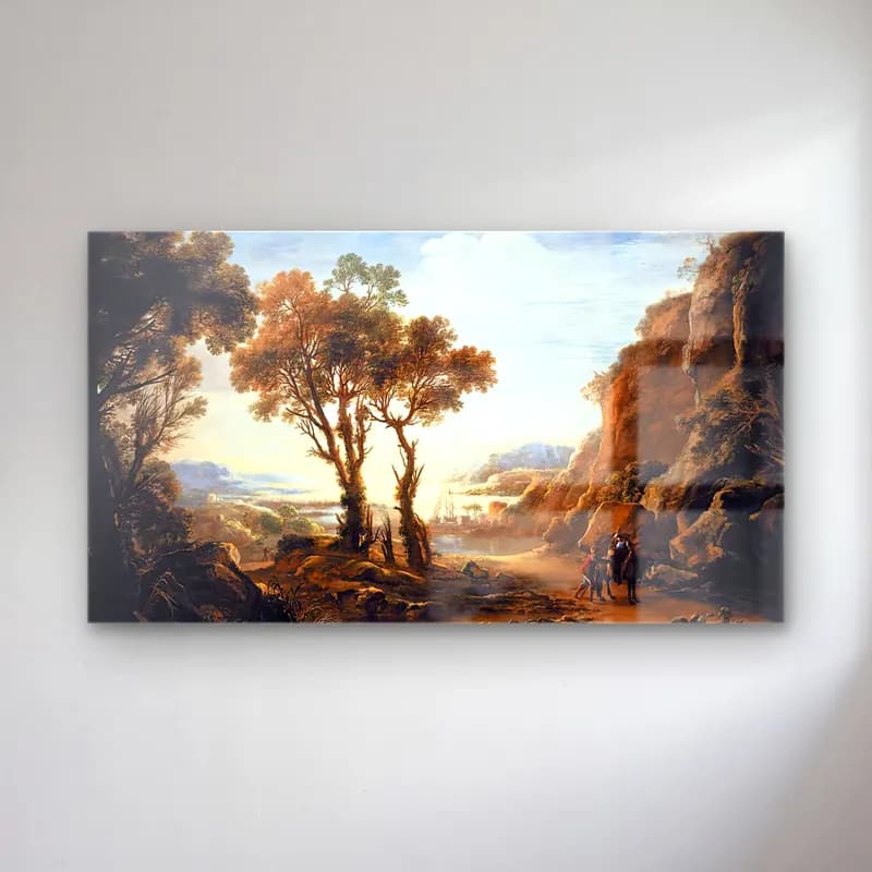 Salvator Rosa – Evening Landscape cam tablo — Salvator Rosa – Evening Landscape — yağlı boya i̇talyan sahili
