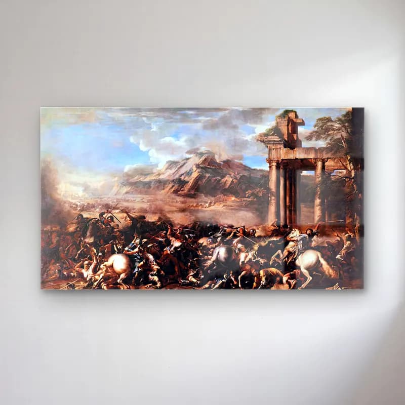 Salvator Rosa – Heroic Battle cam tablo — Salvator Rosa – Heroic Battle — yağlı boya savaş sahnesi