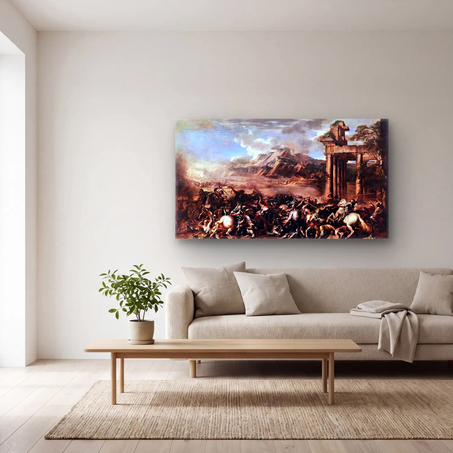 Salvator Rosa – Heroic Battle cam tablo — açık renk salonda