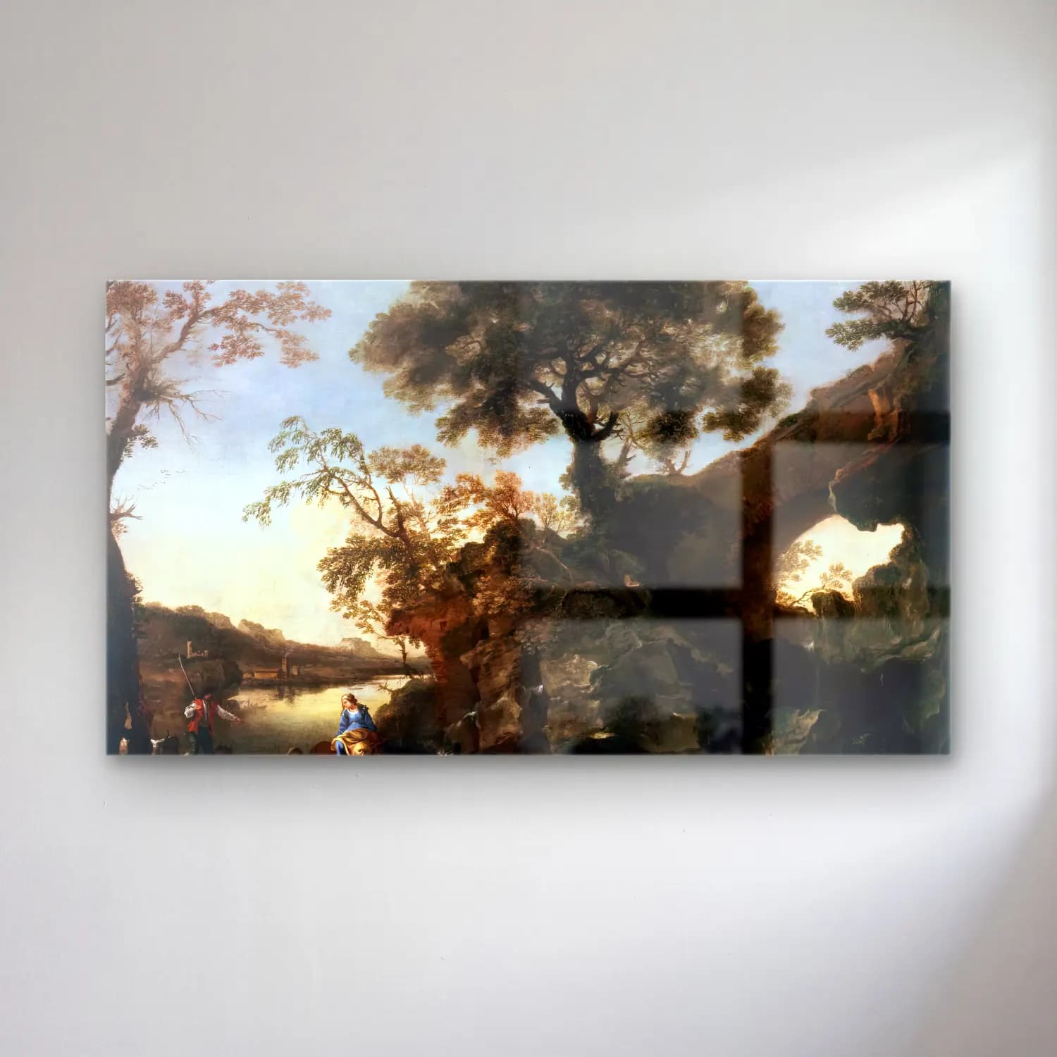 Salvator Rosa – Rocky Landscape with Waterfall cam tablo — Salvator Rosa – Rocky Landscape with Waterfall — yağlı boya i̇talyan sahili