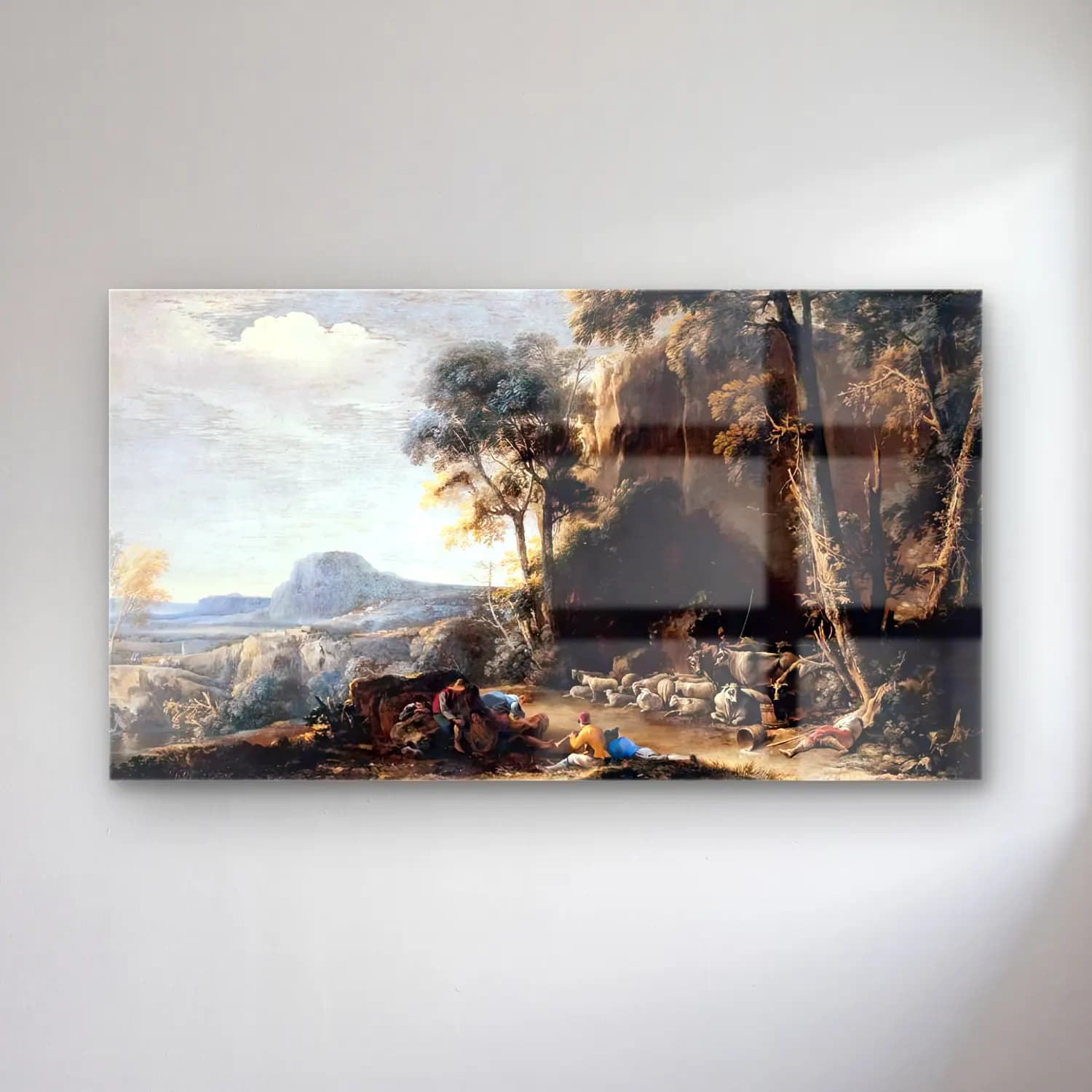 Salvator Rosa – Wooded Landscape cam tablo — Salvator Rosa – Wooded Landscape — yağlı boya dağ manzarası