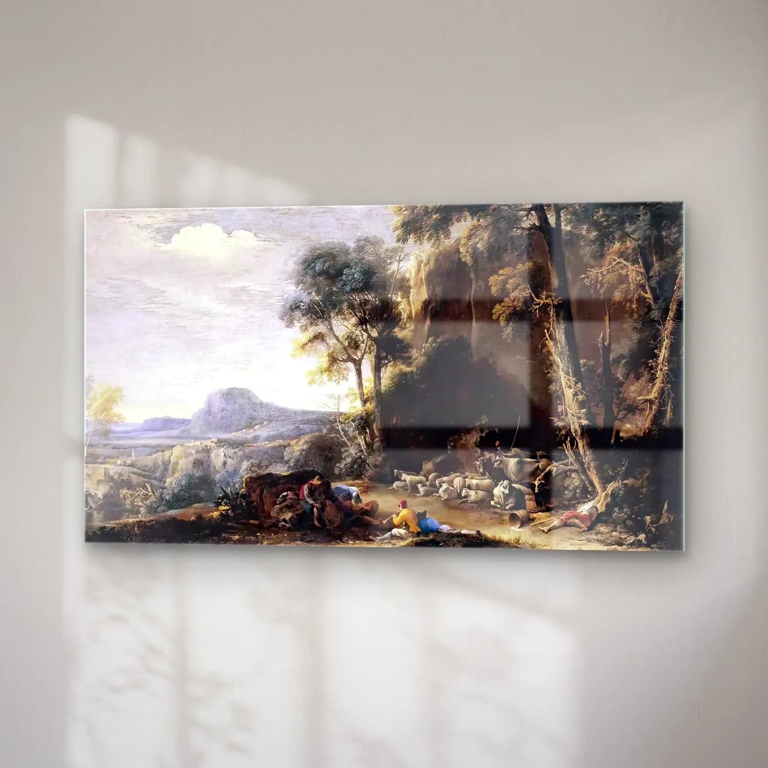 Salvator Rosa – Wooded Landscape cam tablo — sağ açıdan görünüm