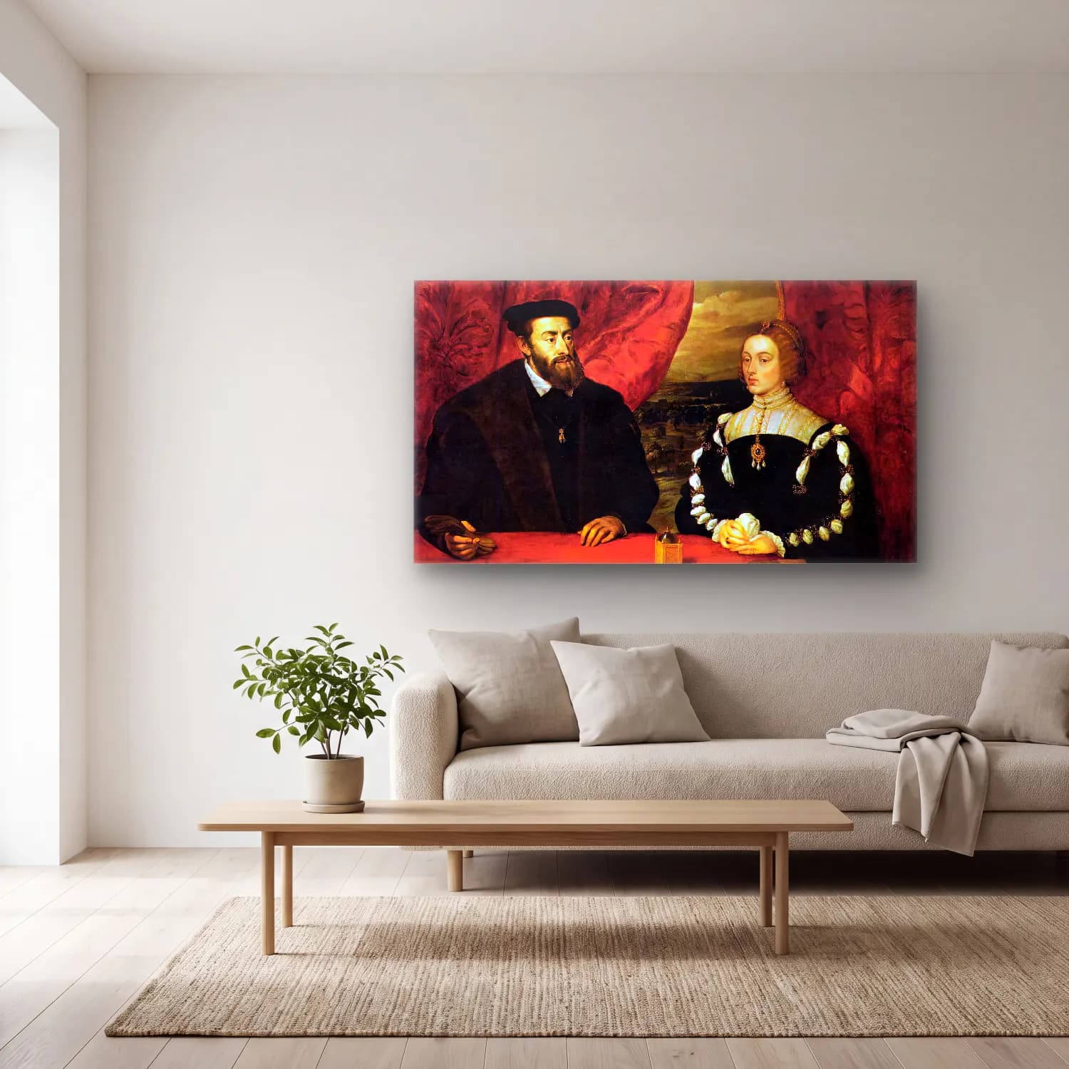 Peter Paul Rubens – Charles V and the Empress Isabella cam tablo — açık renk salonda