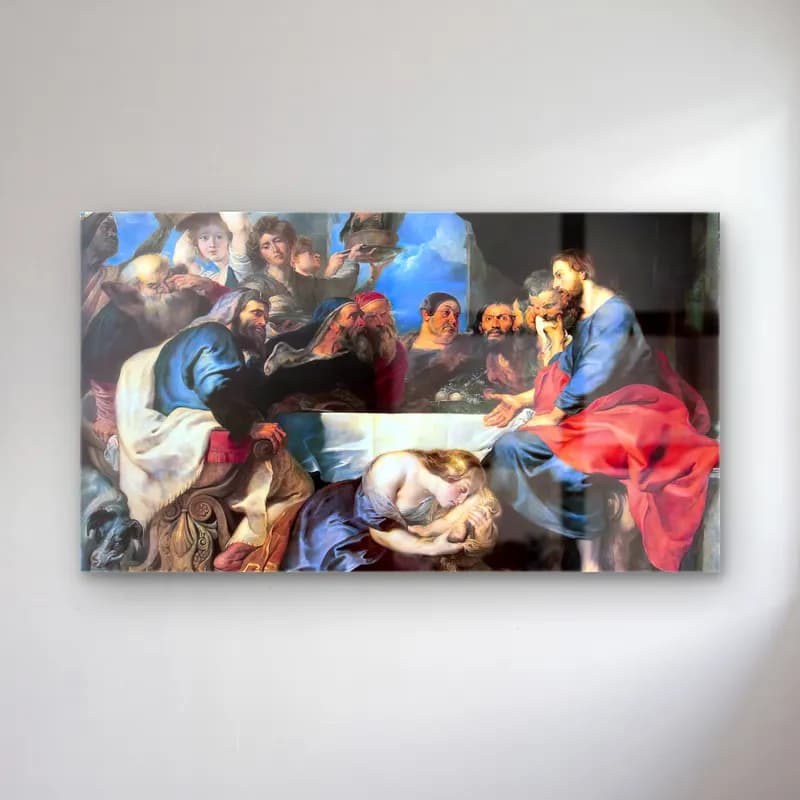 Peter Paul Rubens – Christ at Simon the Pharisee cam tablo — Peter Paul Rubens – Christ at Simon the Pharisee — yağlı boya dini sahne